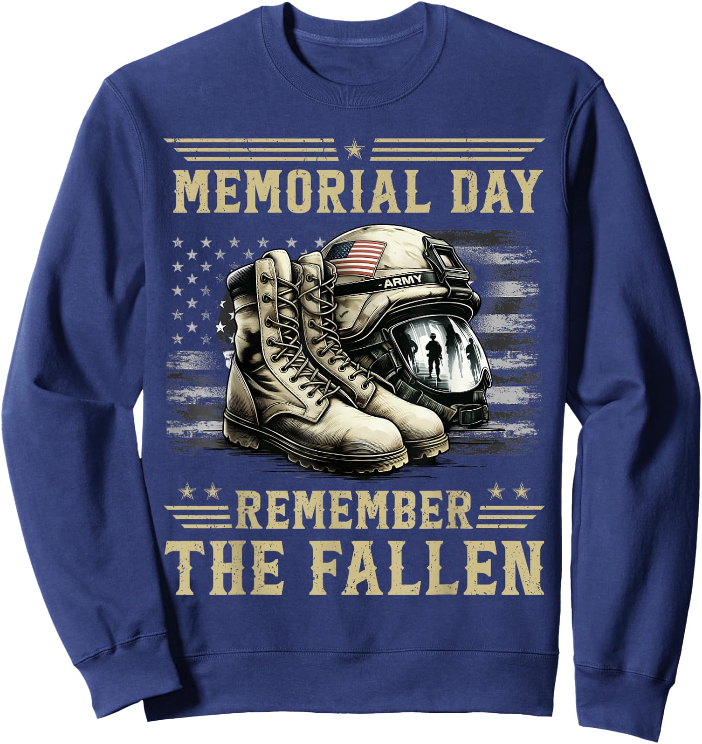 Memorial Day Remember The Fallen Veteran Military Camouflage Sweatshirt - Sweatshirt | Navy
