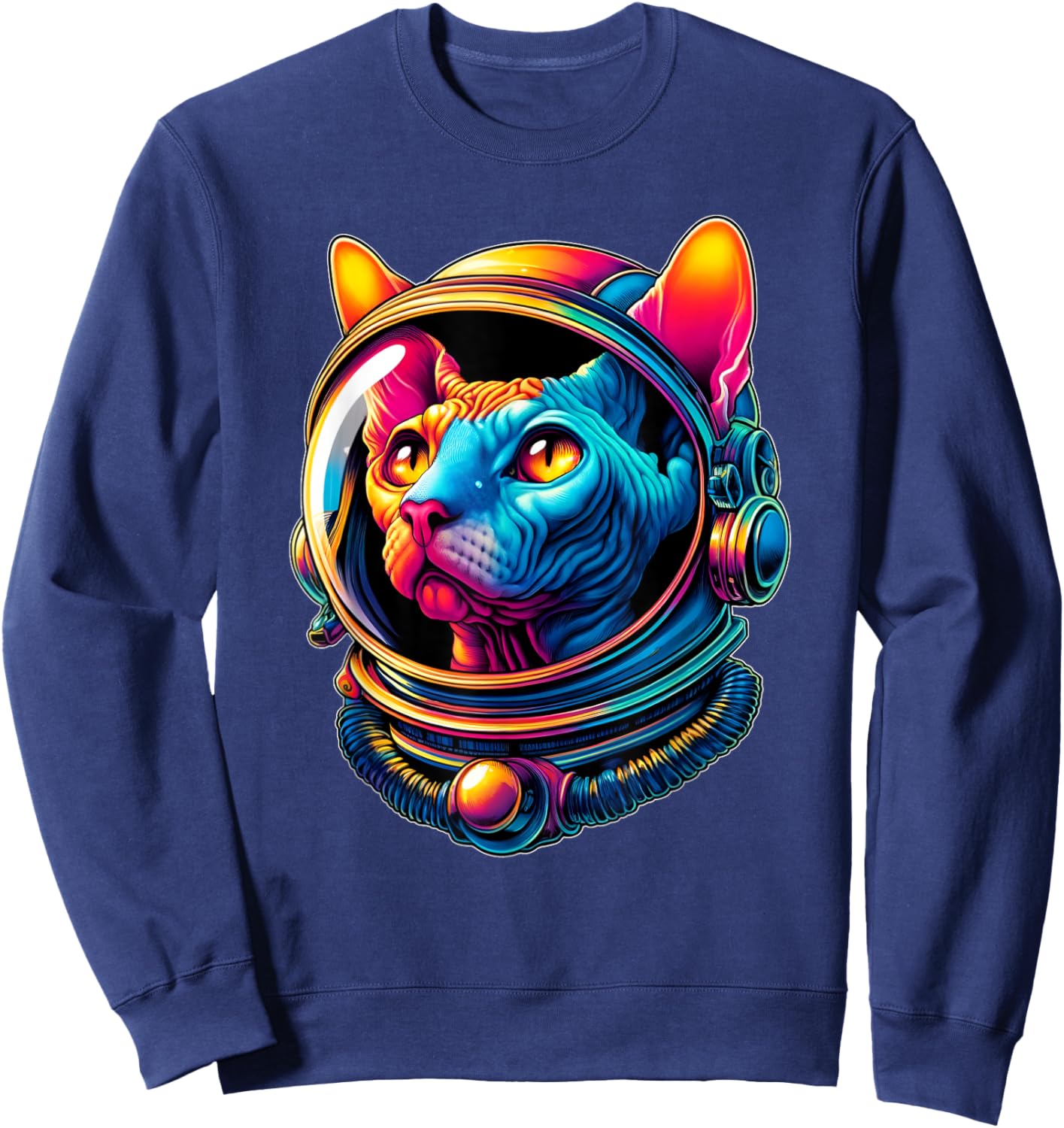 Astronaut Hairless Sphynx Cat Colorful Women Girls Kids Sweatshirt - Sweatshirt | Navy