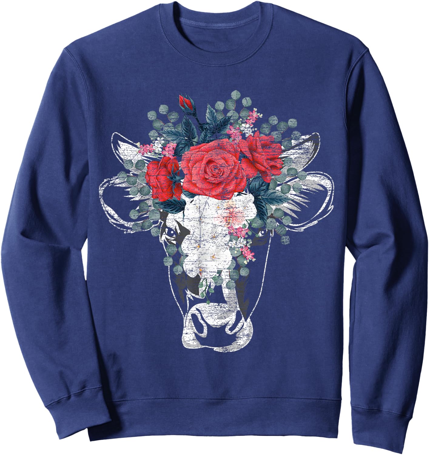 Flower Cow Sweatshirt - Sweatshirt | Navy