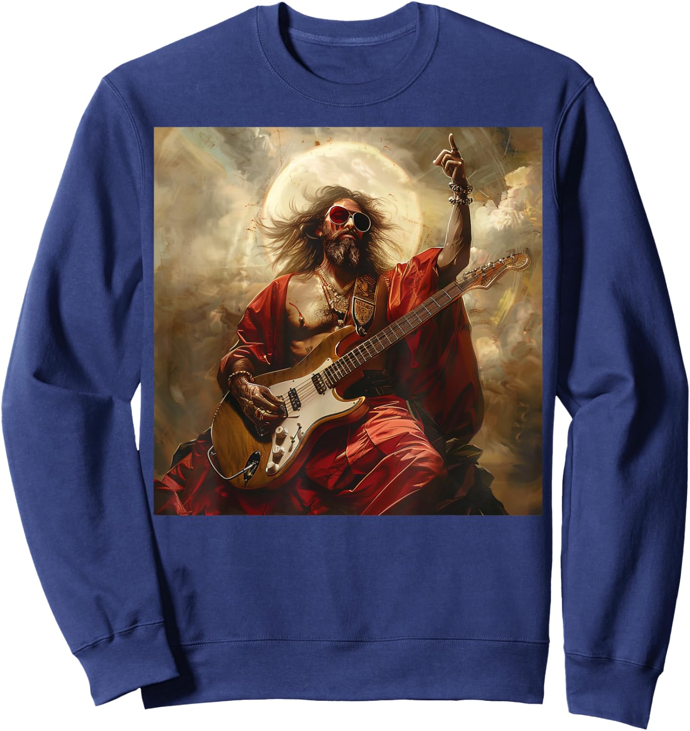 Heavy Metal Jesus Christ Guitar Sweatshirt - Sweatshirt | Navy