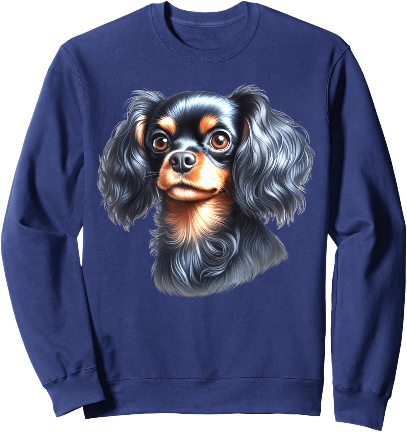English Toy Spaniel Dog Portrait Sweatshirt - Sweatshirt | Navy