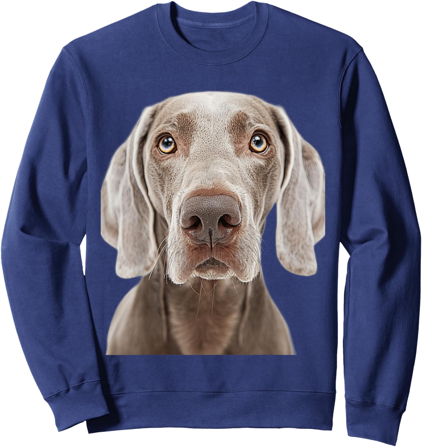 Weimaraner Face Design -Adults Kids Black Small Classic Fit Short Sleeve Sweatshirt - Sweatshirt | Navy