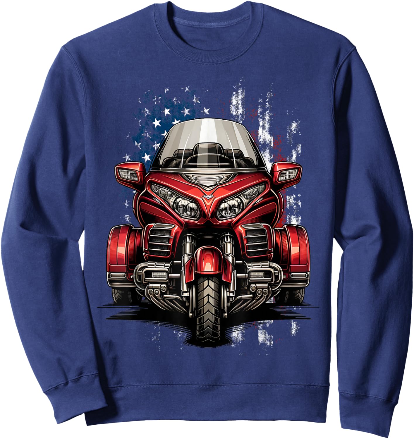 Motorcycle Trike American Patriotic MotorTrike US Flag Trike Sweatshirt - Sweatshirt | Navy