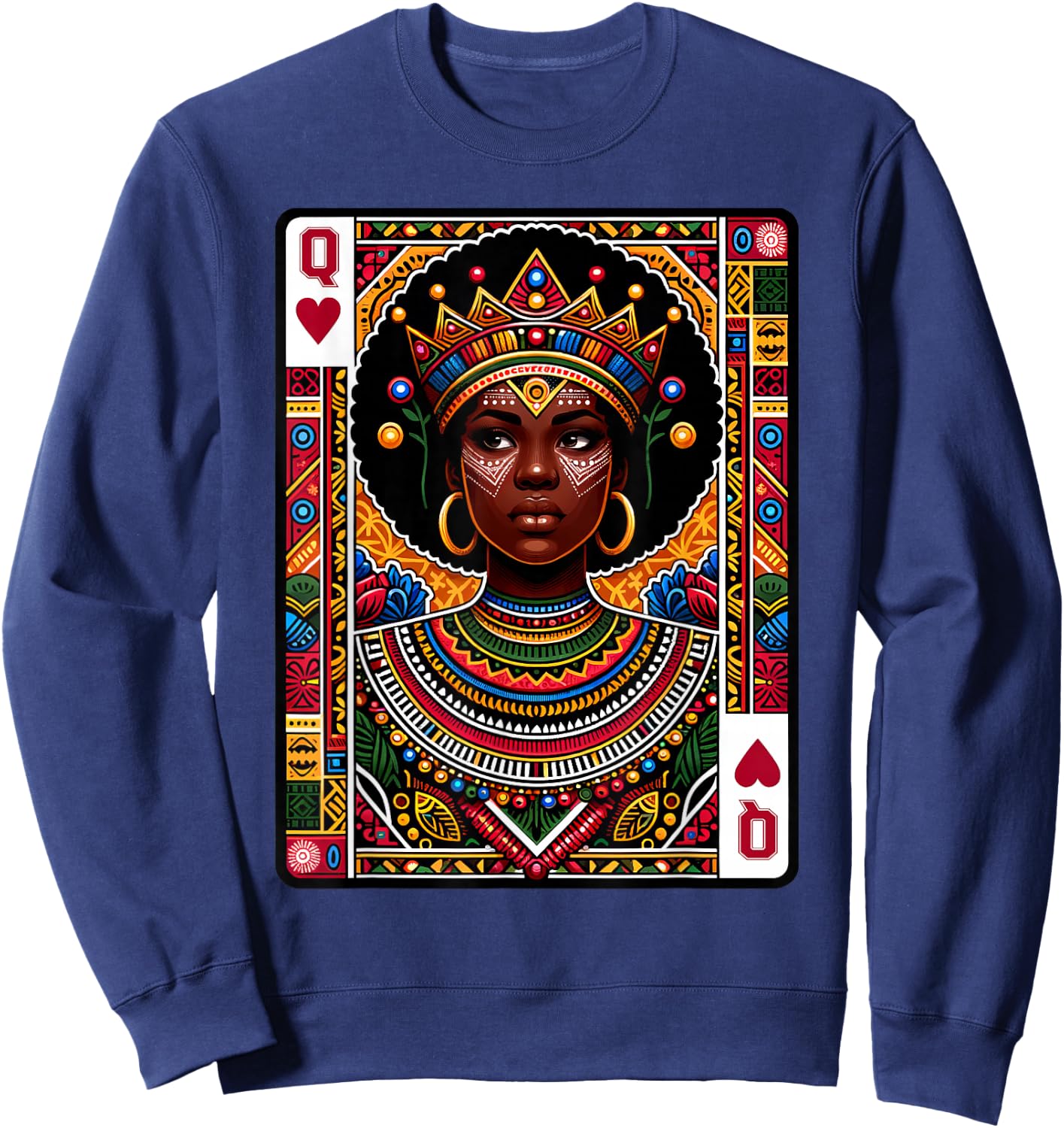 African Queen Card Melanin Black Pride BLM Juneteenth Sweatshirt - Sweatshirt | Navy