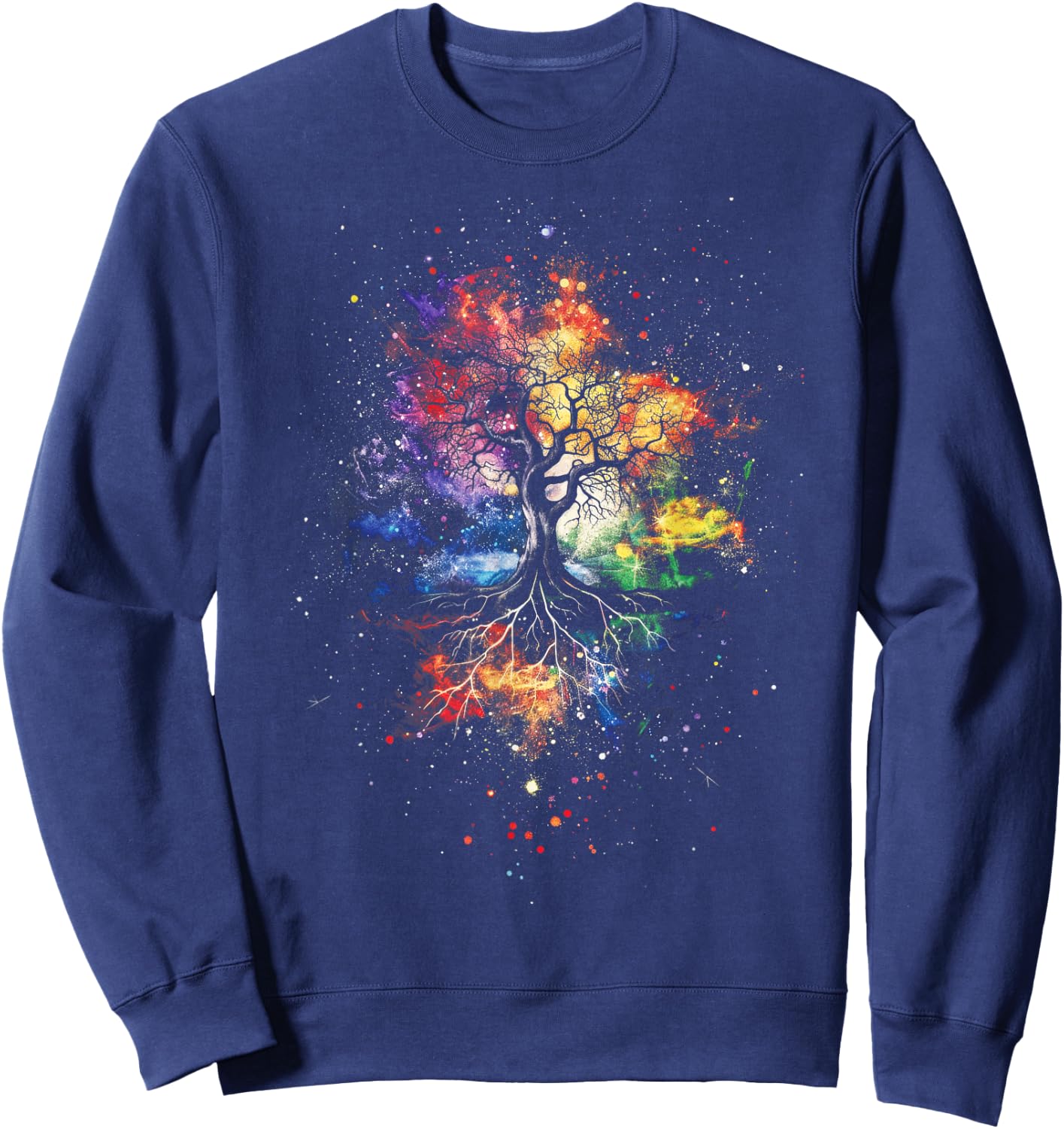 Tree Life Fantasy Mystical Nature Spiritual -Adults , Black, Small, Short Sleeve, Graphic, All Seasons, Pull On, 1 Count, Artistic Design, Lightweight Comfort Sweatshirt - Sweatshirt | Navy