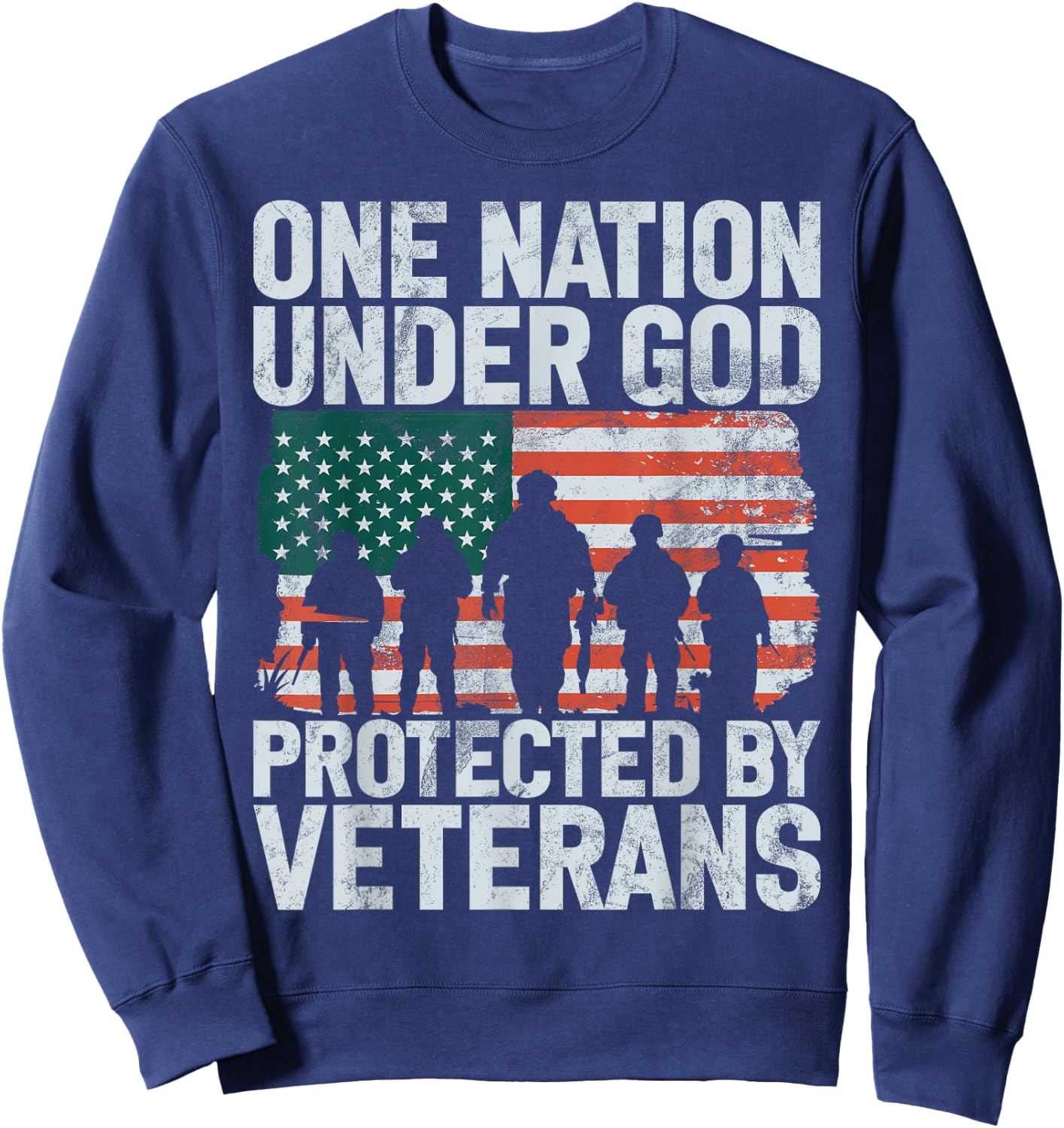 One Nation Under God Protected by Veterans Sweatshirt - Sweatshirt | Navy