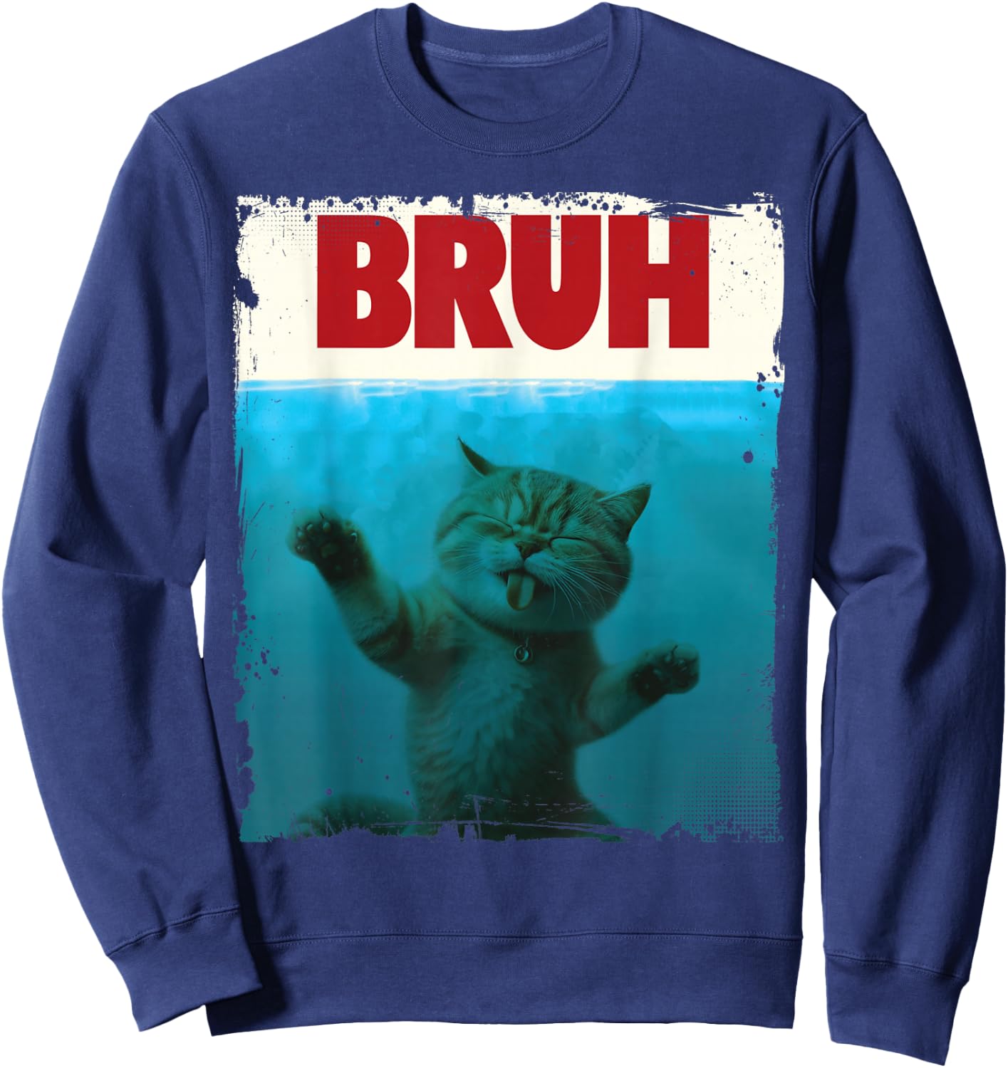 Chill Cat Bruh Brother Funny For Cat Lover Cat Mom Cat Dad Sweatshirt - Sweatshirt | Navy