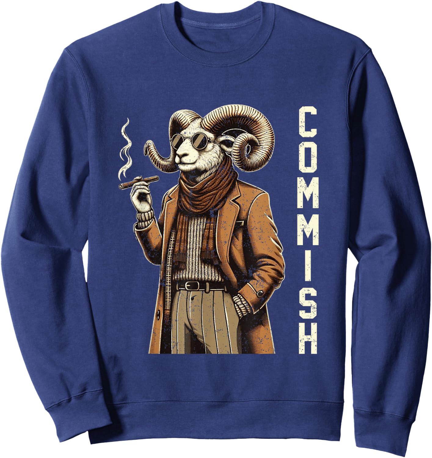 Fantasy Football Commissioner Funny Draft Goat Commish Sweatshirt - Sweatshirt | Navy