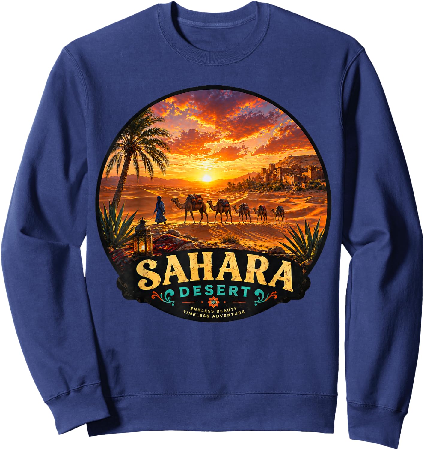 Vintage Sahara Desert Nomad Caravan Art Design Sweatshirt - Sweatshirt | Navy