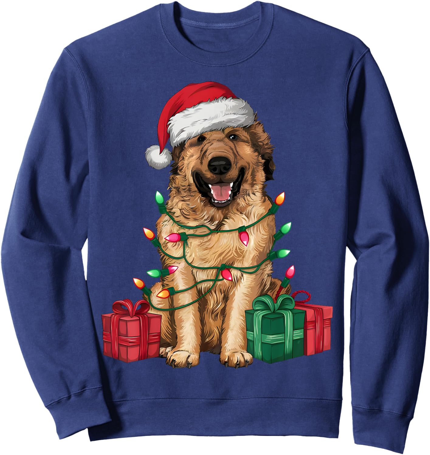 Xmas Lighting Santa Hat Anatolian Shepherd Dog Christmas Women Kids Sweatshirt - Sweatshirt | Navy