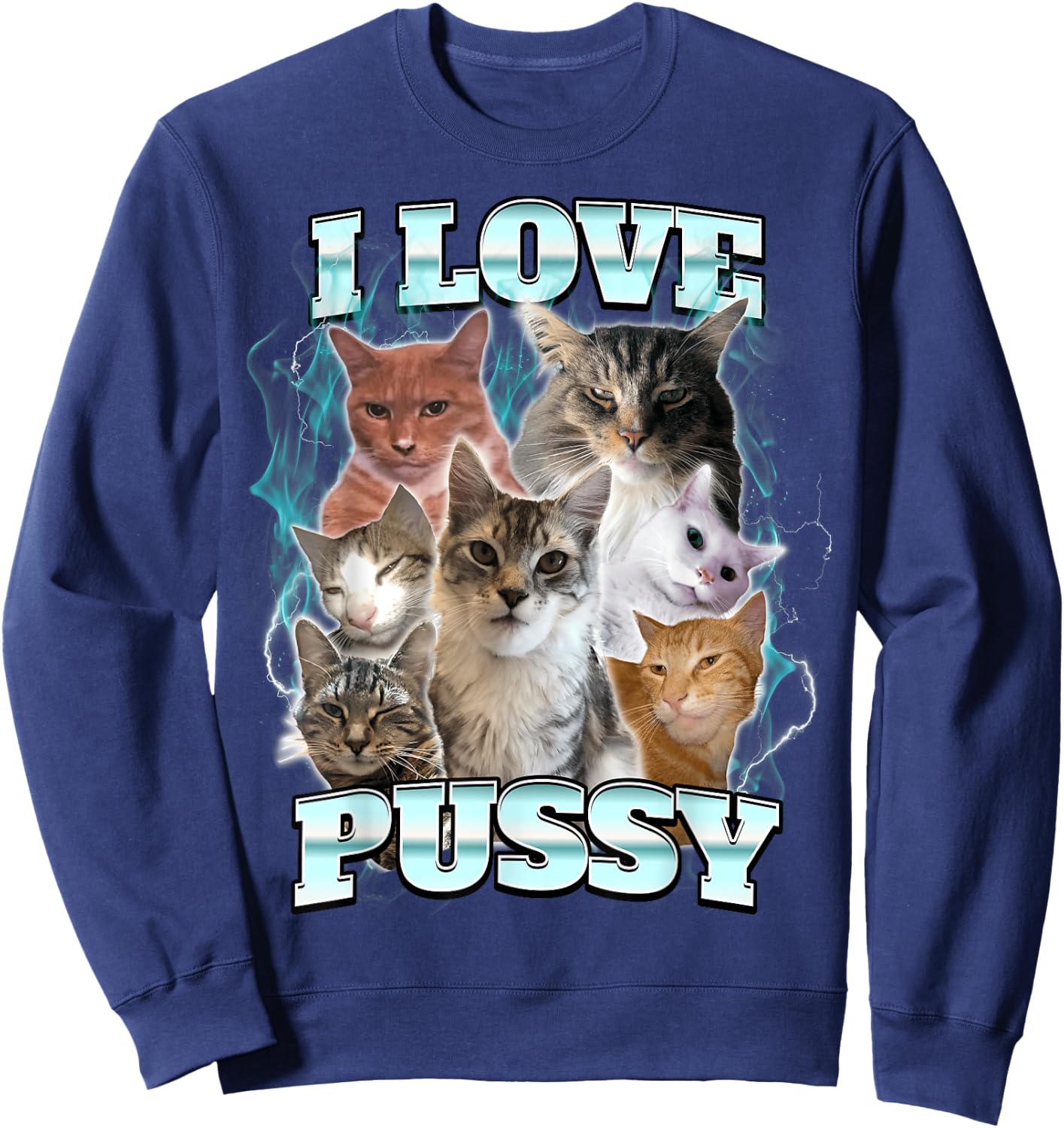 I Love Pussy Cat Men Women Sweatshirt - Sweatshirt | Navy