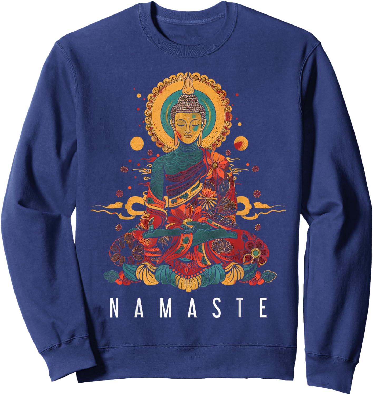 Buddha Namaste Buddhism Vintage Zen Buddhist Yoga Sweatshirt - Sweatshirt | Navy