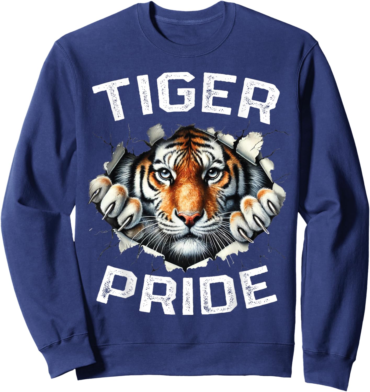 Tiger Pride Vintage Retro Tiger School Sports Team Sweatshirt - Sweatshirt | Navy