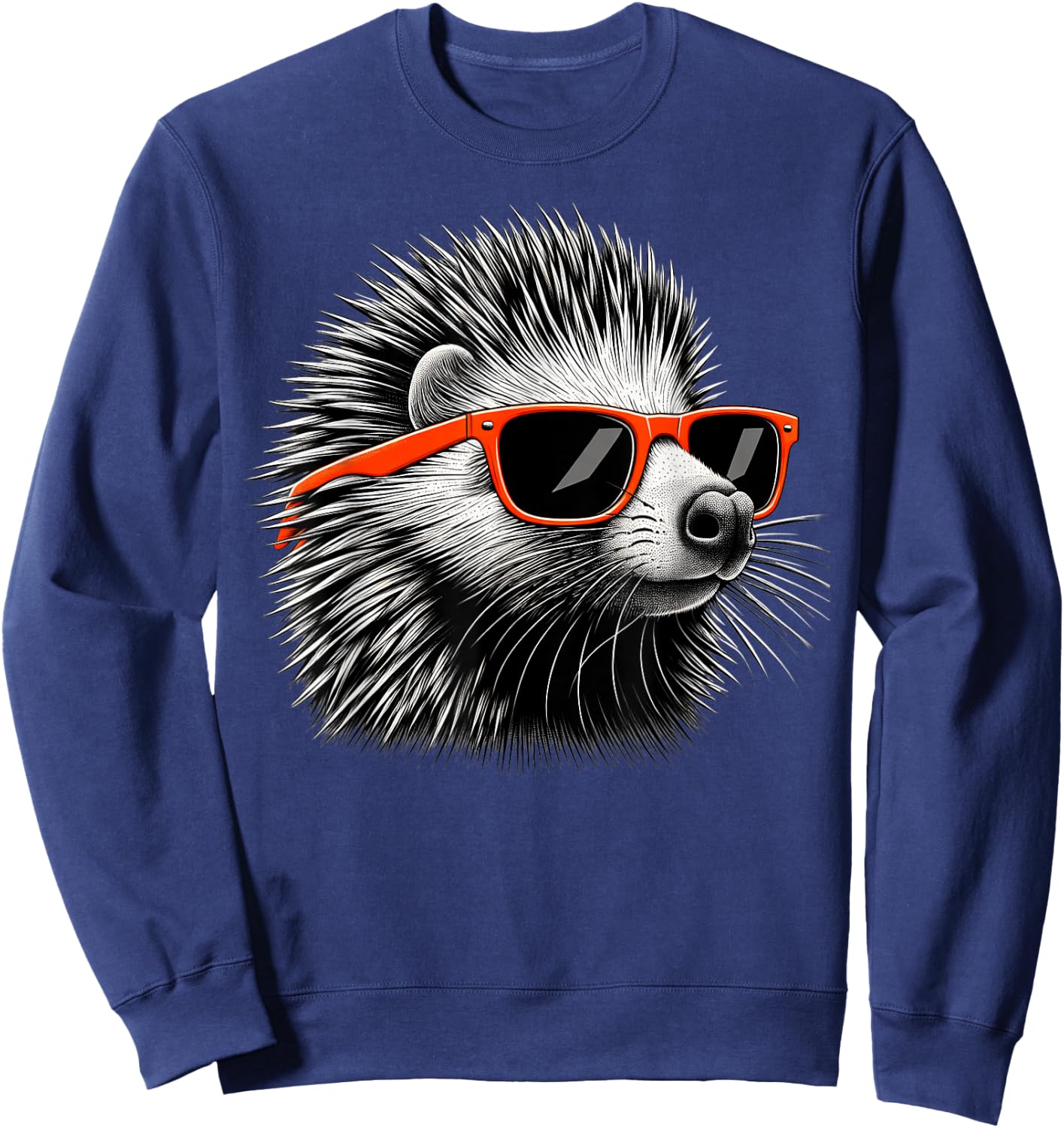 Cool Porcupine Wearing Sunglasses Graphic Art Sweatshirt - Sweatshirt | Navy