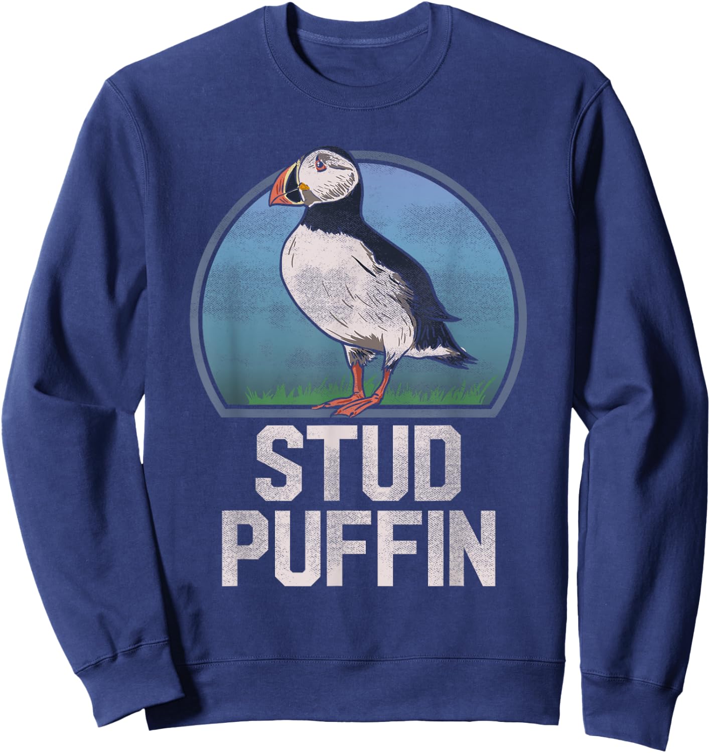 Stud Puffin Funny Seabird Animal Lover Stud Muffin T Shirt Sweatshirt - Sweatshirt | Navy
