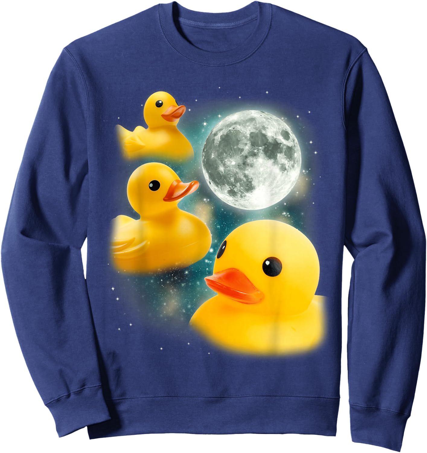 Three Rubber Duck Moon | Cursed Bath Toy Funny Rubber Duck Sweatshirt - Sweatshirt | Navy