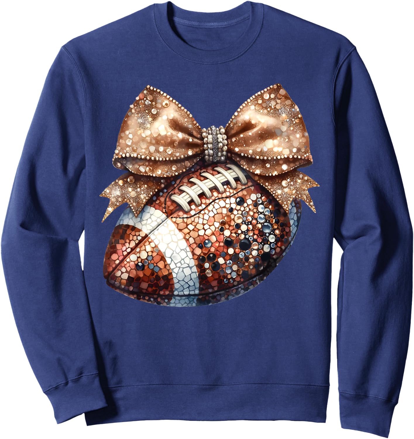 Coquette Bow American Football Game Day Thanksgiving Autumn Sweatshirt - Sweatshirt | Navy