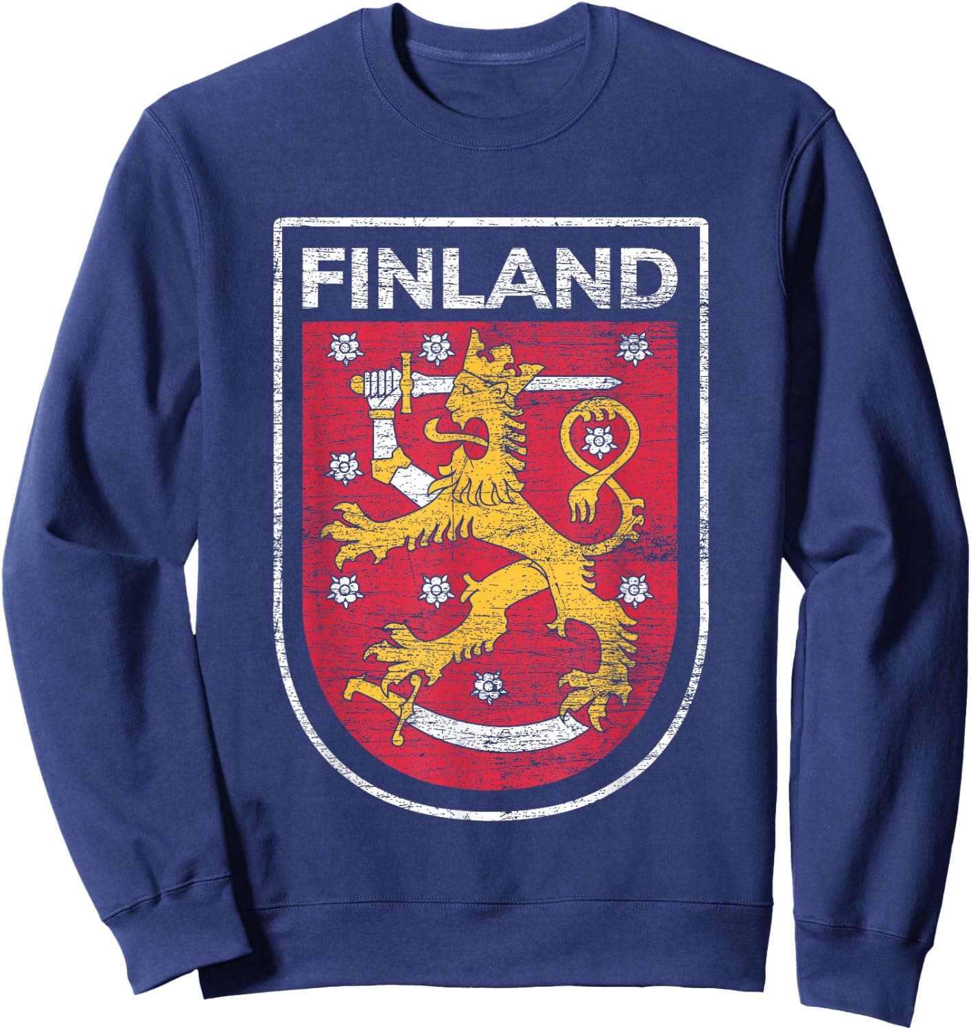 Scandinavia Helsinki & Finland Gifts Finland Western Black Small Short Sleeve Classic Fit Lightweight Lace Embellishment Sweatshirt - Sweatshirt | Navy