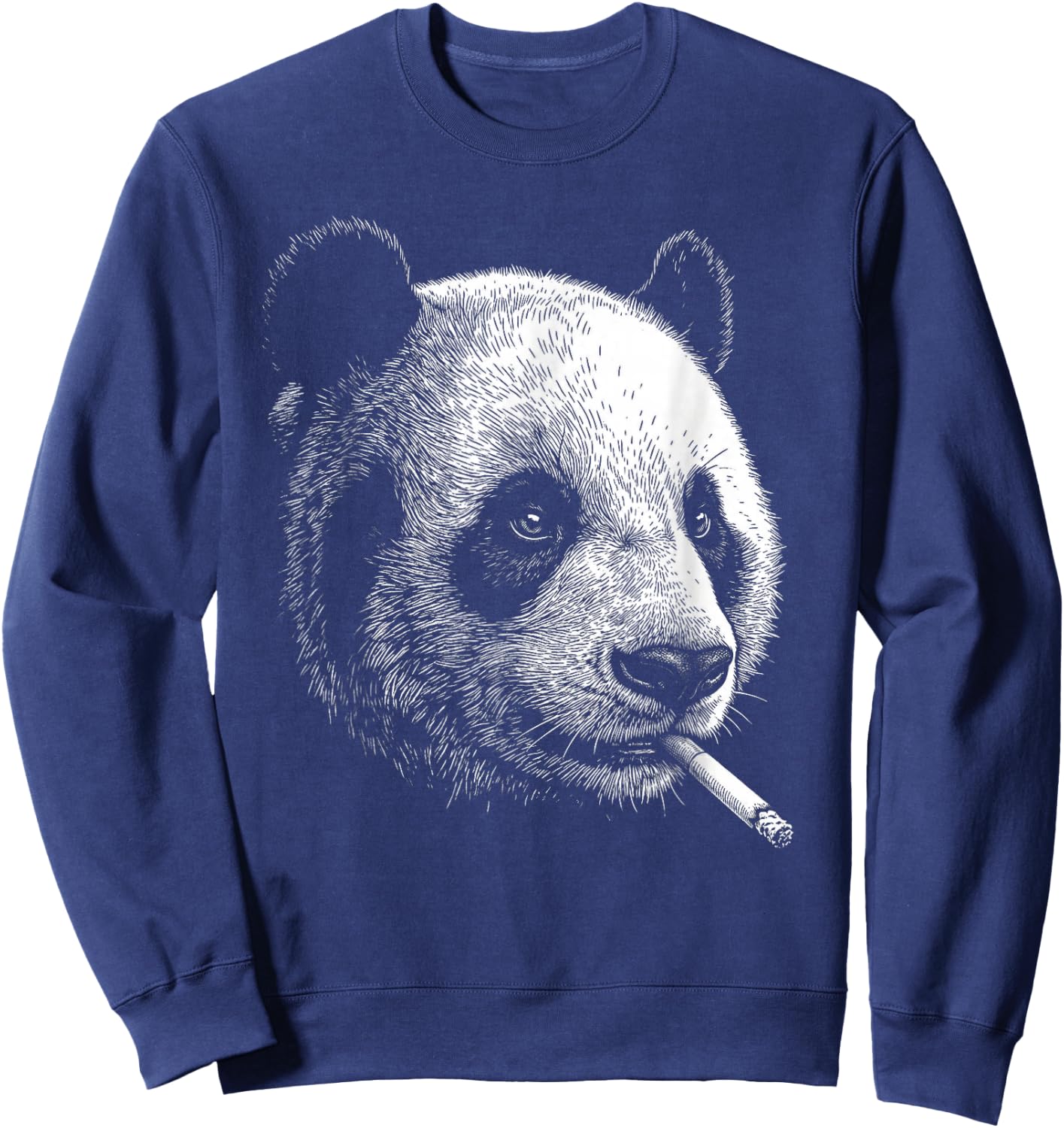 Panda Smoking Cigarette Vintage Panda Funny Meme Sweatshirt - Sweatshirt | Navy