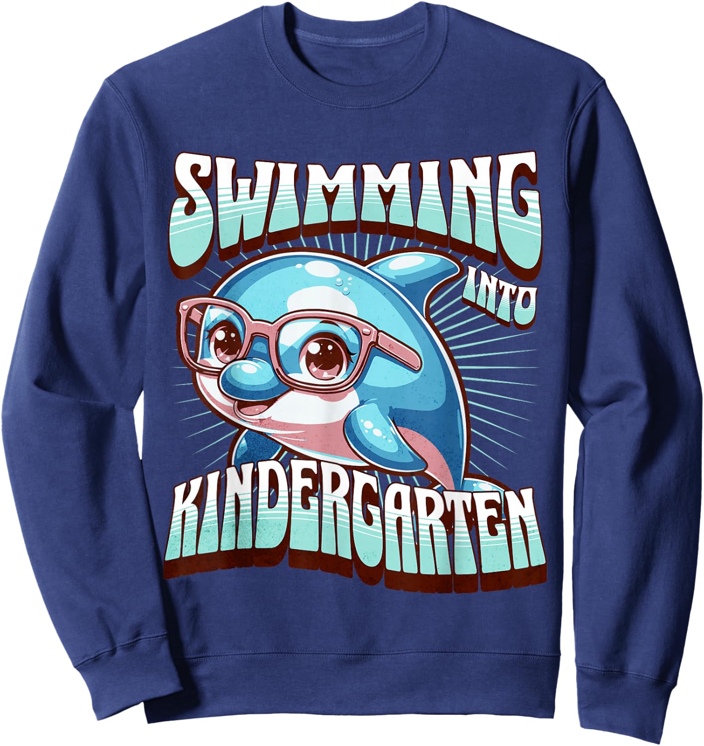 Swimming Into Kindergarten Cute Dolphin Back to School Kid Sweatshirt - Sweatshirt | Navy