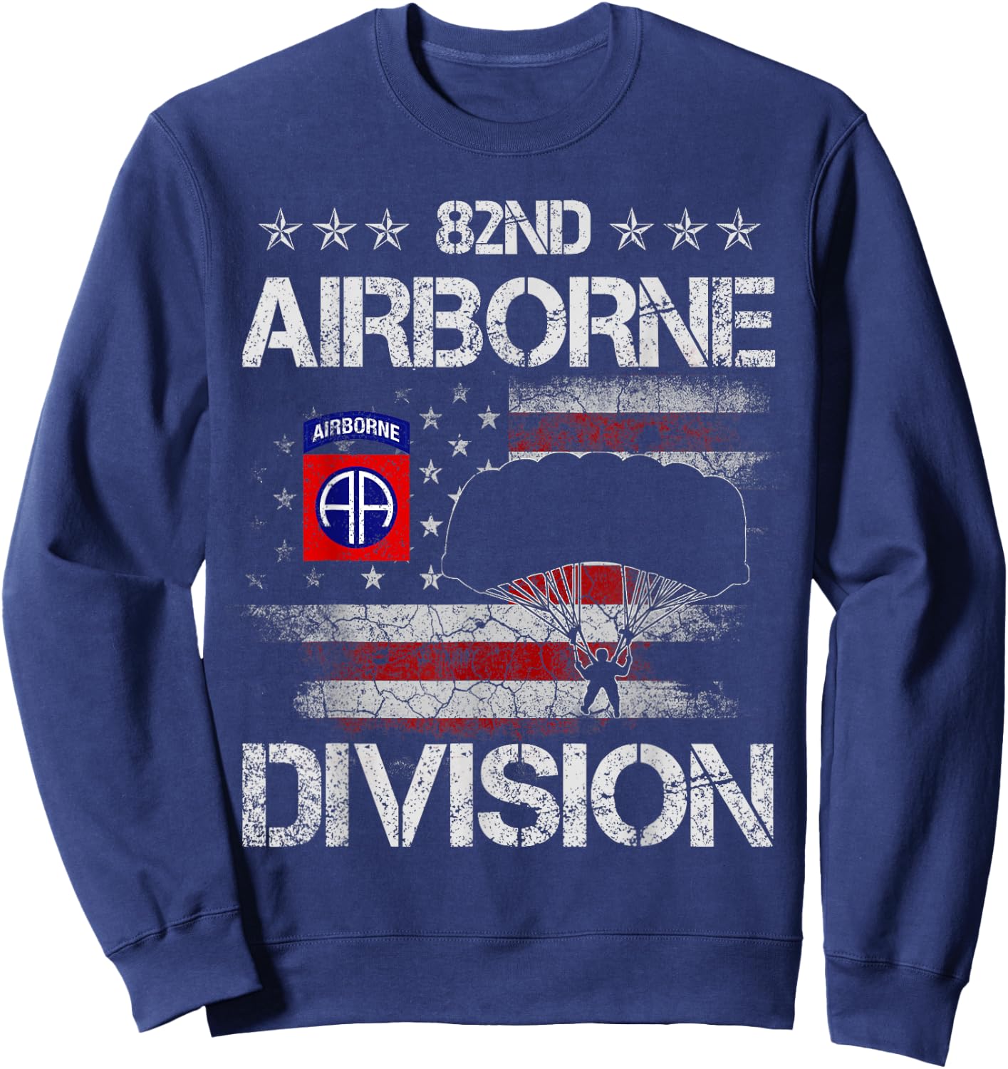 82nd Airborne Division Veteran Flag , Veterans Day Sweatshirt - Sweatshirt | Navy
