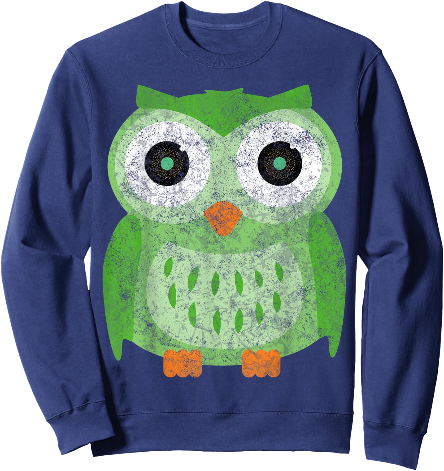 Large Green Owl for Any Owl Fan - Vintage Owls Sweatshirt - Sweatshirt | Navy