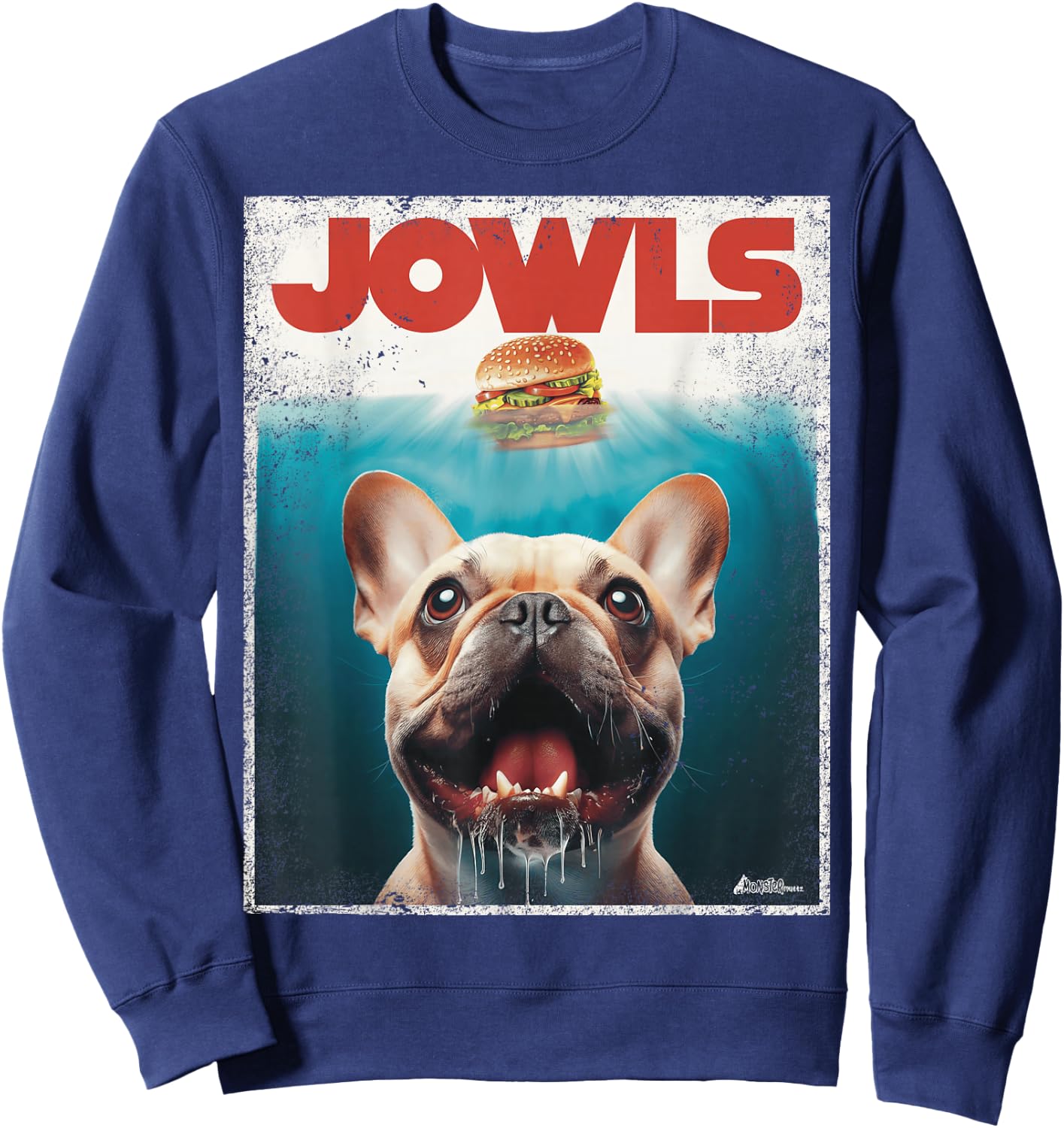 Funny Tan Frenchie Jowls, Fawn French Bulldog Mom Top, Dad Sweatshirt - Sweatshirt | Navy