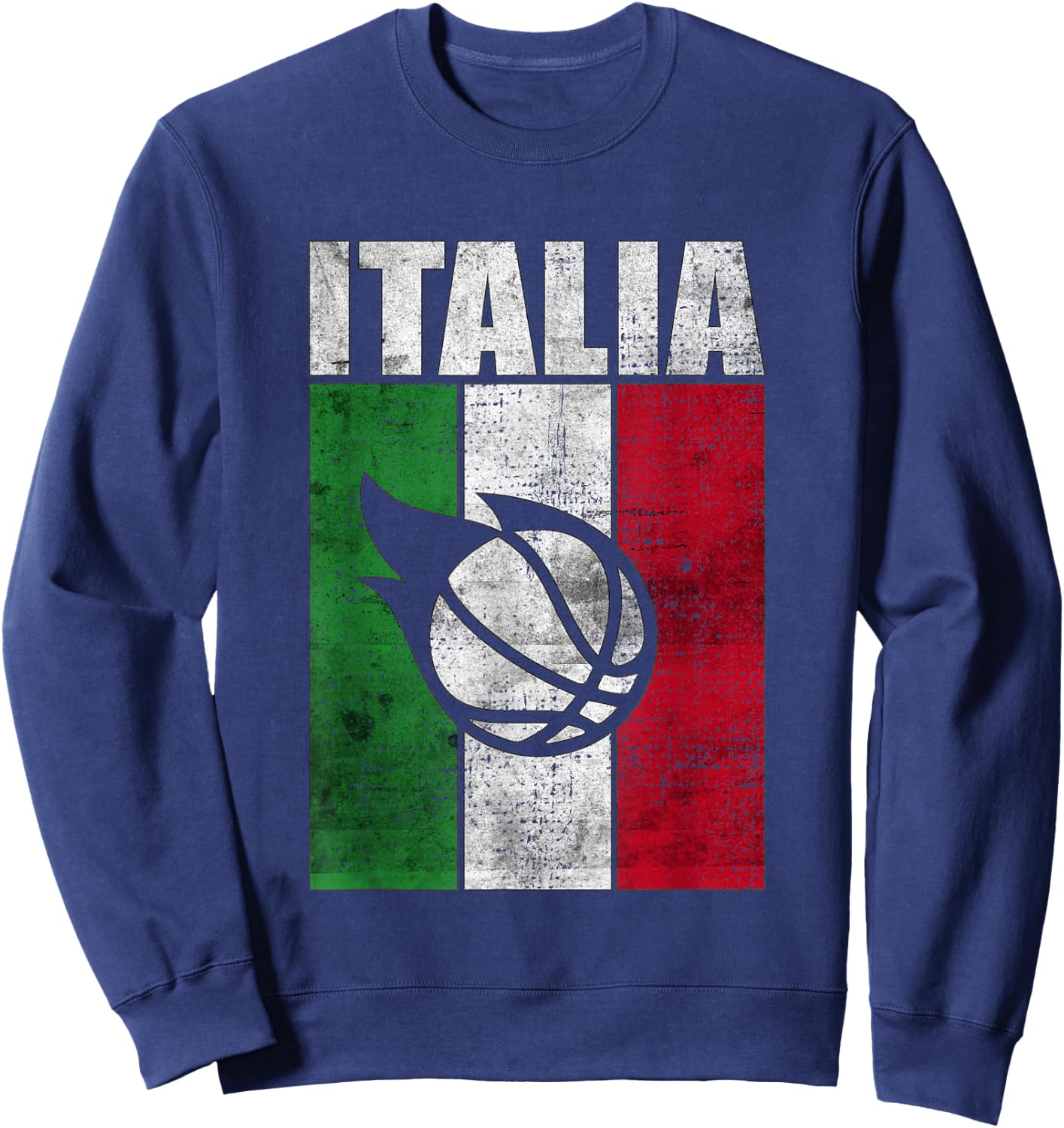Italia Basketball Italy Flag Retro Vintage Grunge Art Sweatshirt - Sweatshirt | Navy