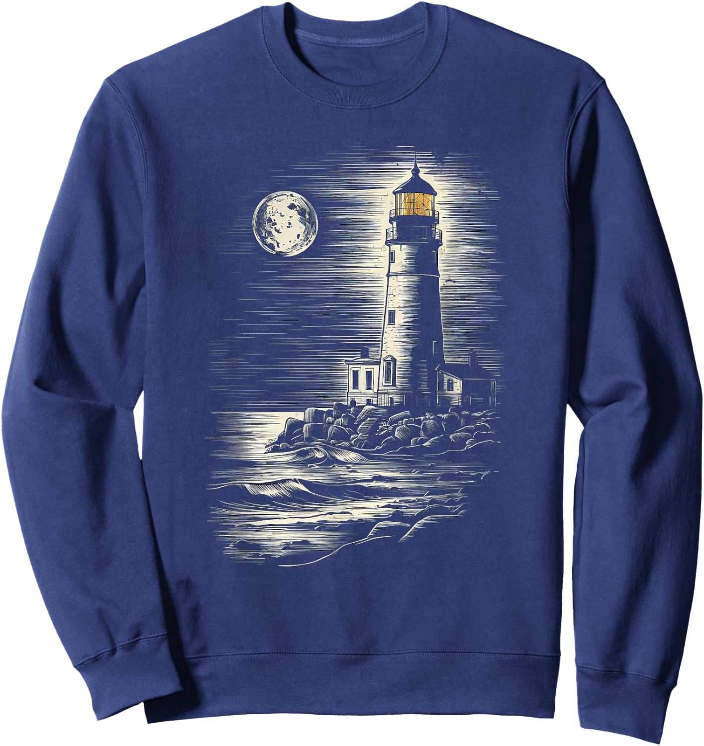 Full Moon Lighthouse Nautical Sweatshirt - Sweatshirt | Navy