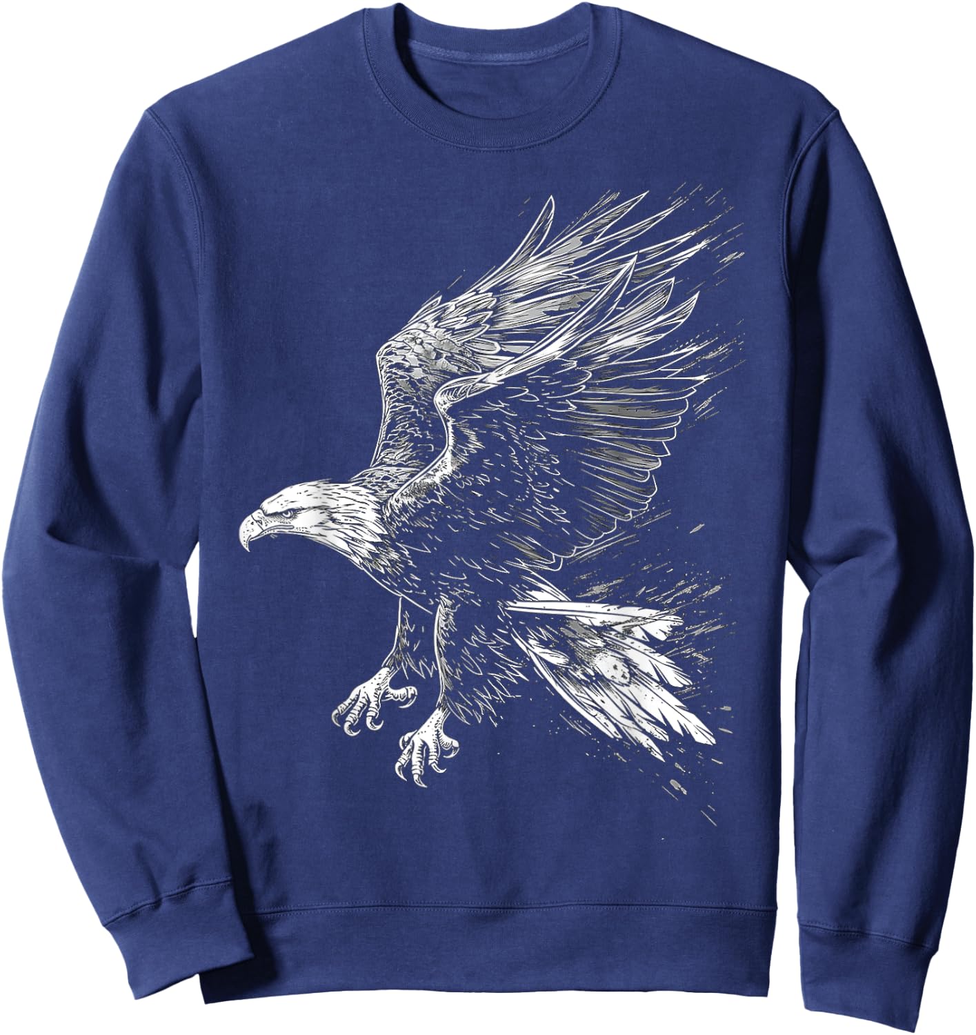 Eagle Drawing Animal Graphic Art Eagle Sweatshirt - Sweatshirt | Navy