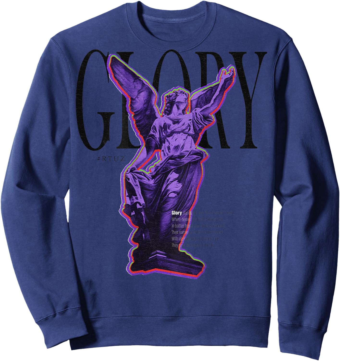Back Print Y2K Aesthetic Streetwear Fashion Women Men Angel Sweatshirt - Sweatshirt | Navy