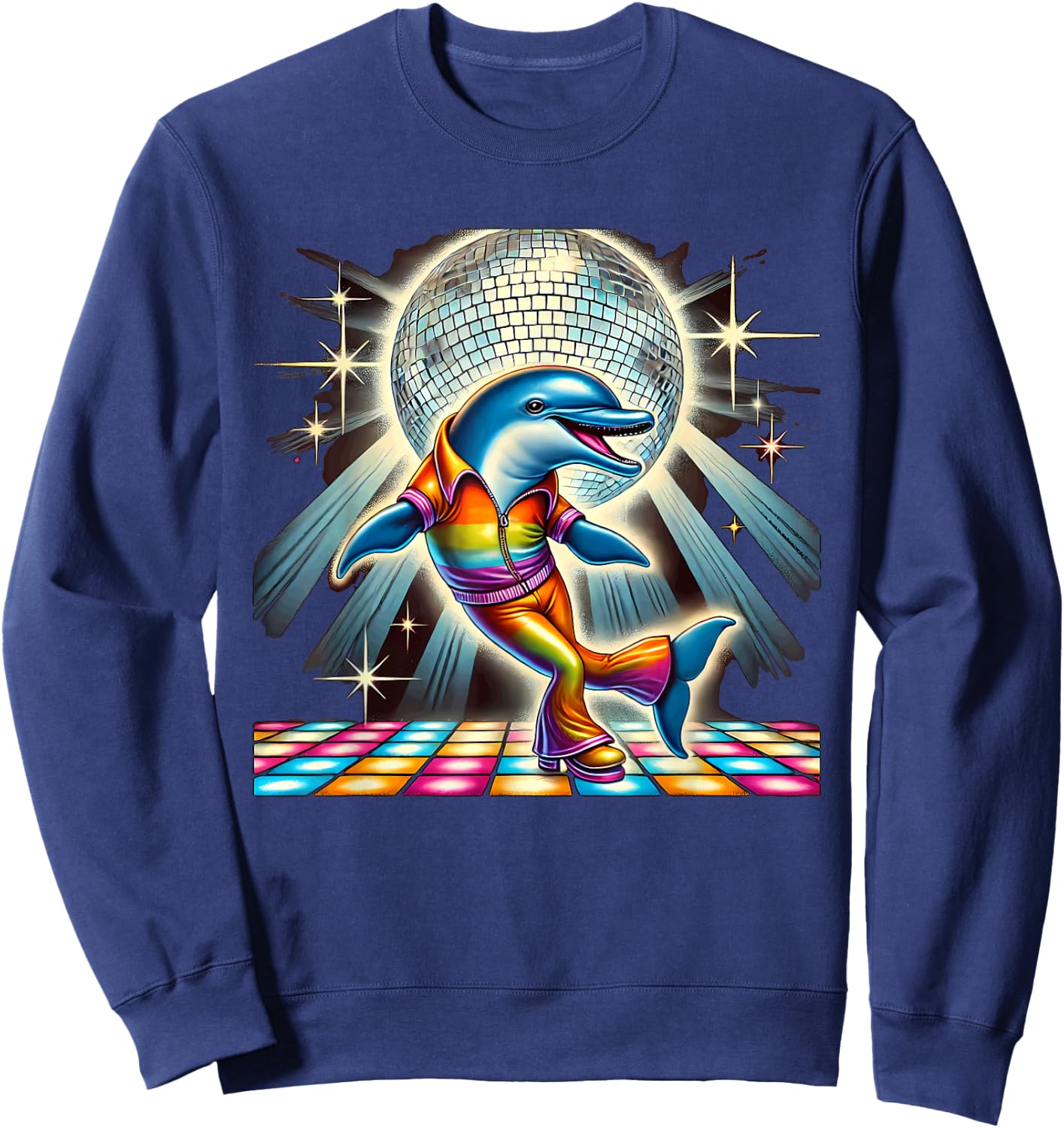 Aesthetic Dolphin Disco Sweatshirt - Sweatshirt | Navy