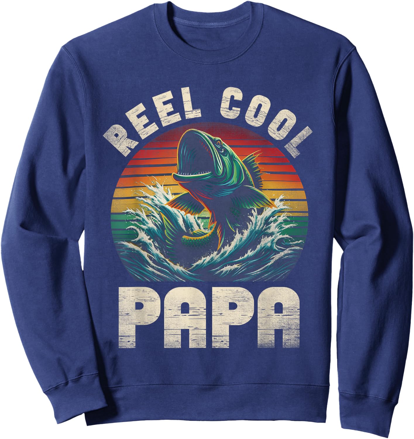 Reel Cool Papa Fishing Papa Father's Day Fisherman Fish Sweatshirt - Sweatshirt | Navy