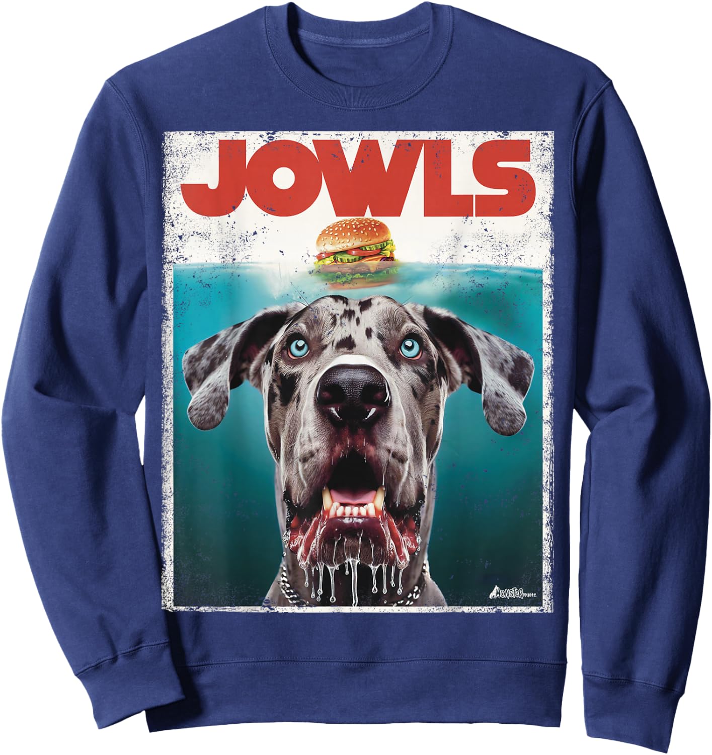 Merle Great Dane Jowls, Paws Top, Blue Eye Brown Dog Mom Dad Sweatshirt - Sweatshirt | Navy