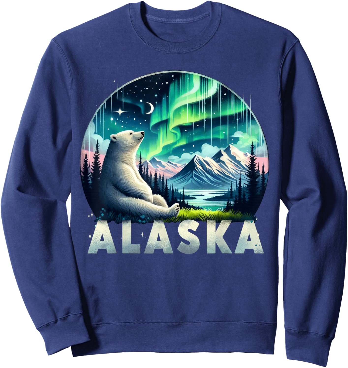 Alaska Northern Lights Aurora Viewing Vacation Alaska Trip Sweatshirt - Sweatshirt | Navy