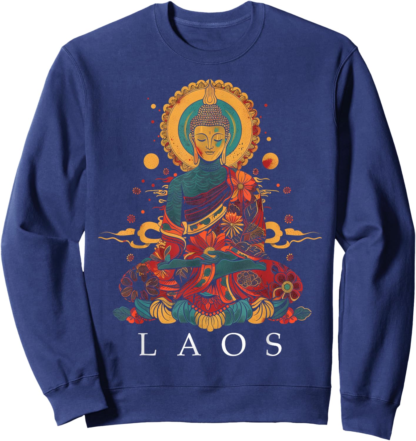 Laos Buddha Vintage Buddhist Souvenir Sweatshirt - Sweatshirt | Navy