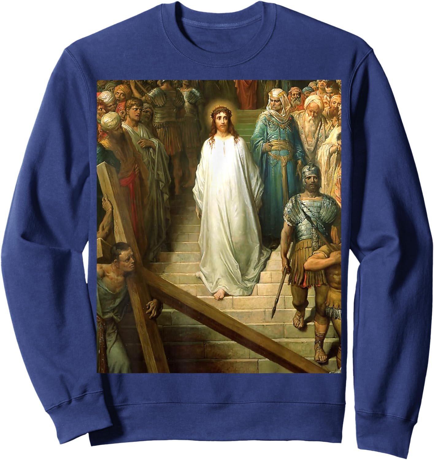 Christ leaving the Praetorium Painting by Gustave Dore Sweatshirt - Sweatshirt | Navy