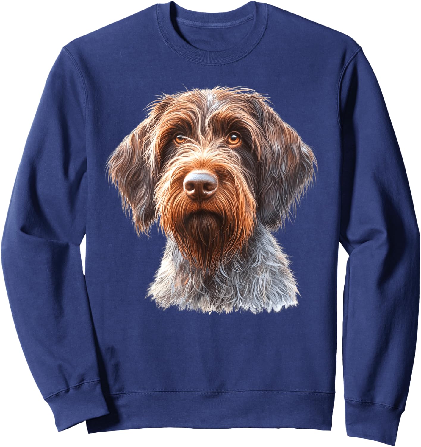 Urban Empyre Wirehaired Pointing Griffon Dog Adults , Black, Small, Short Sleeve, Classic Fit, Modern, Cartoon Dog, Animal Print, Blended Fabric, , 1 Count Sweatshirt - Sweatshirt | Navy