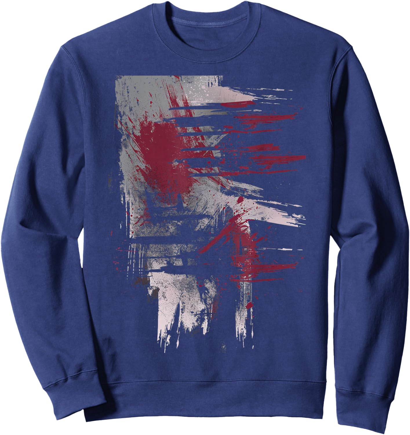 Grunge Black and Red Artistic Design Sweatshirt - Sweatshirt | Navy