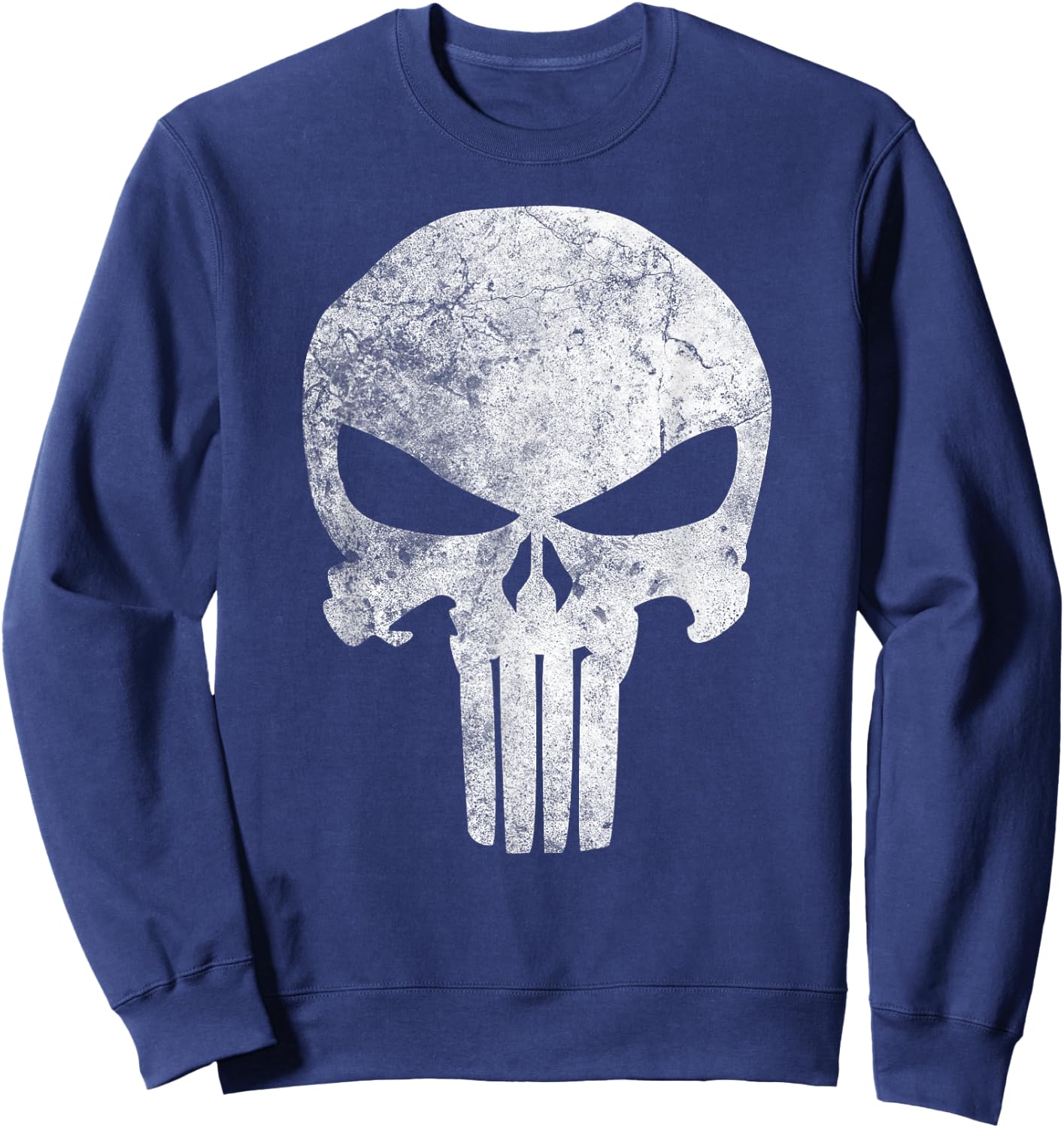 Marvel Comics Punisher Skull Symbol Distressed Sweatshirt - Sweatshirt | Navy