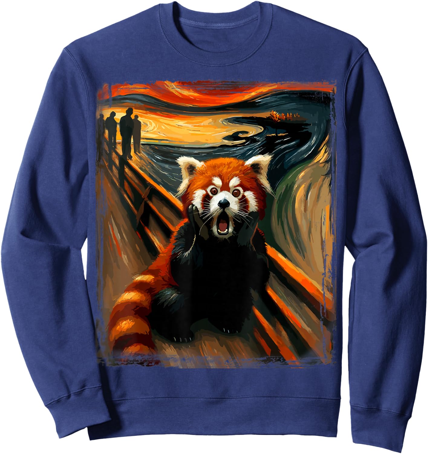 Scream Parody Funny Animal Painting Art Artistic Red Panda Sweatshirt - Sweatshirt | Navy