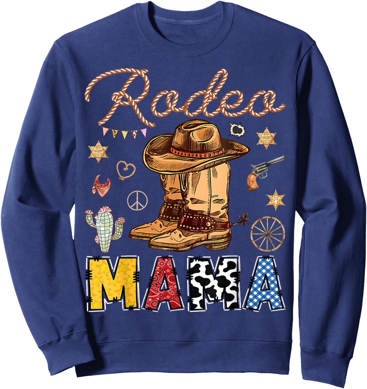 Rodeo Mama Western Birthday Cowboy Matching Family Sweatshirt - Sweatshirt | Navy