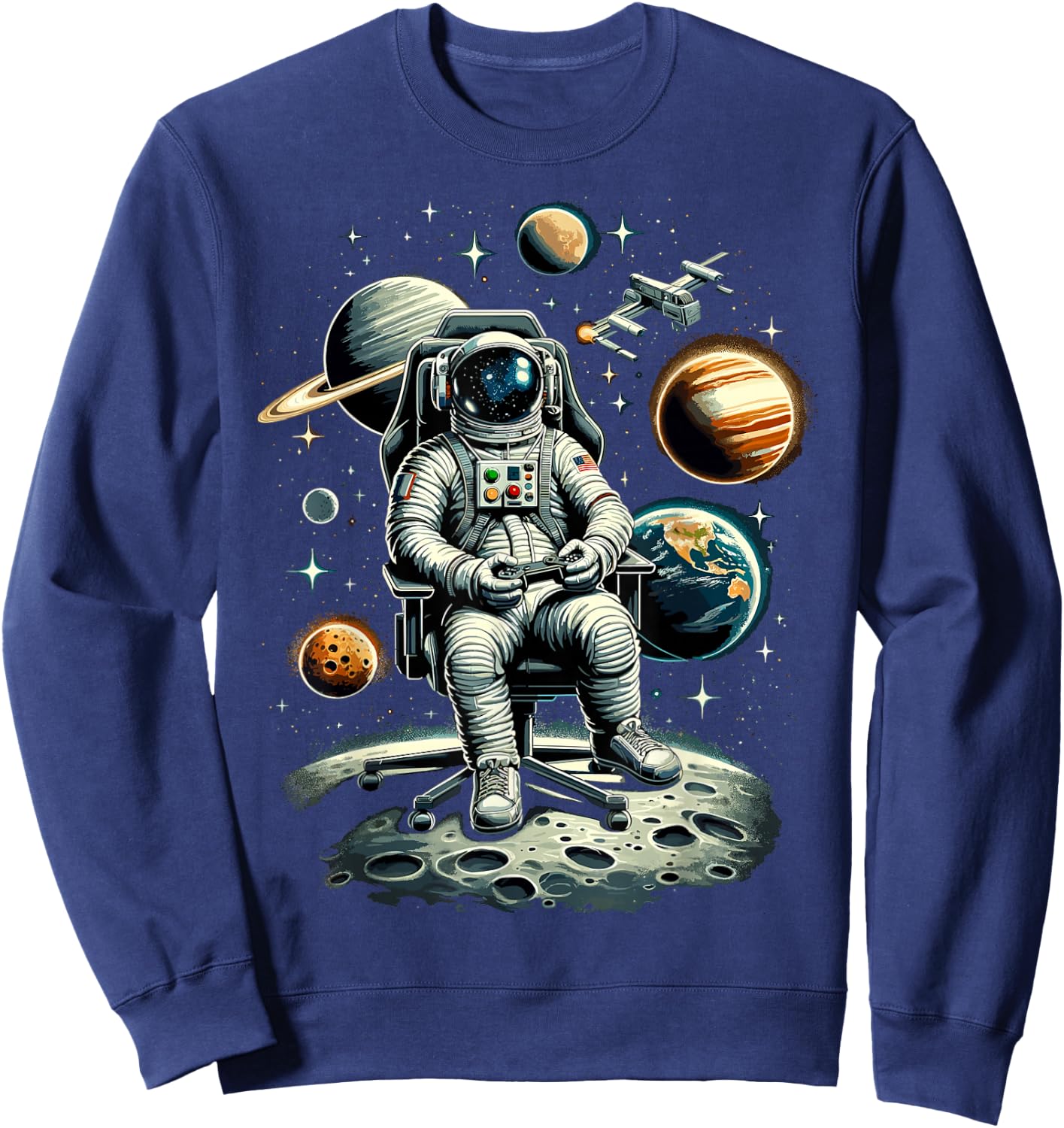 Astronaut Space Gaming System Planets Astronaut Gamer Sweatshirt - Sweatshirt | Navy