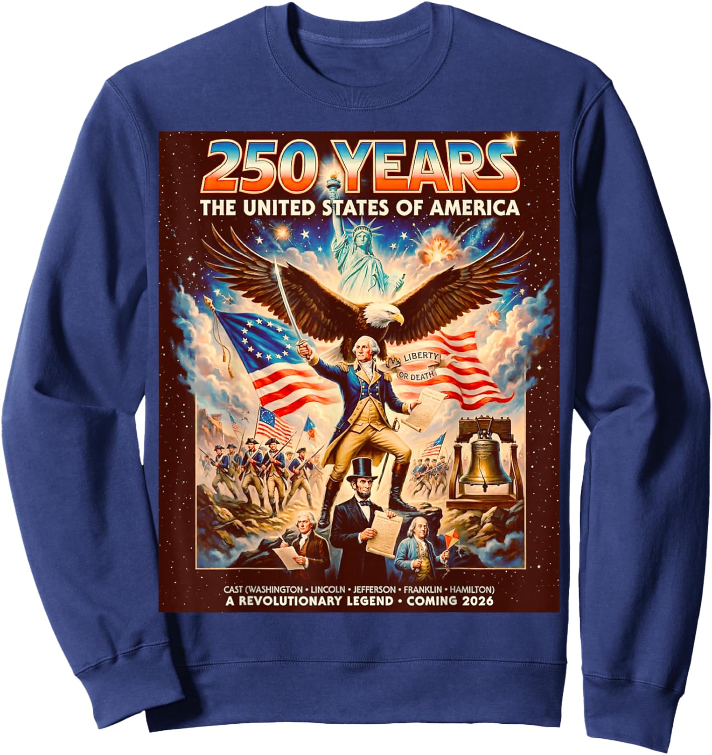 Retro Funny Poster Style United States 250 Anniversary Sweatshirt - Sweatshirt | Navy