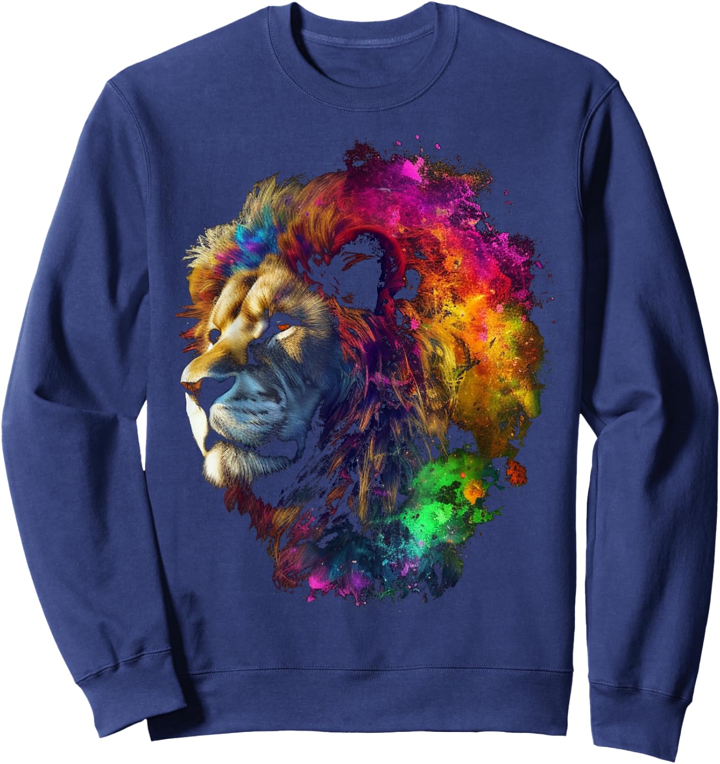 Lion Artwork Colourful Animal Art Lion Sweatshirt - Sweatshirt | Navy