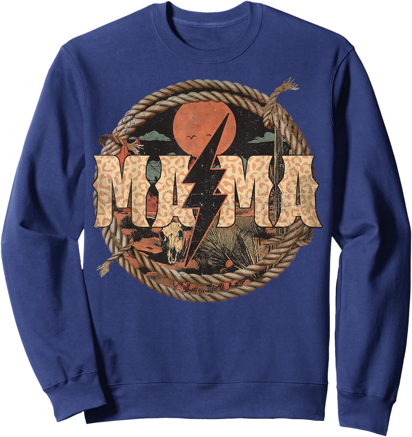 Mama western lightning bolt Mother's Day Sweatshirt - Sweatshirt | Navy
