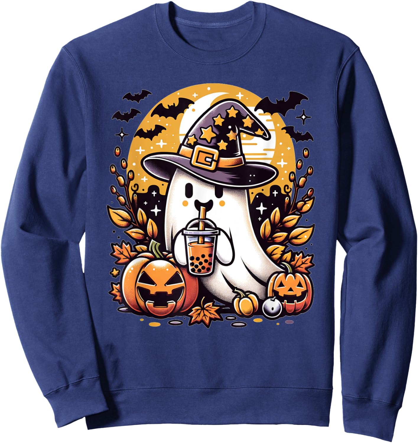 Cute Halloween Ghost for Funny Spooky Halloween Party Sweatshirt - Sweatshirt | Navy