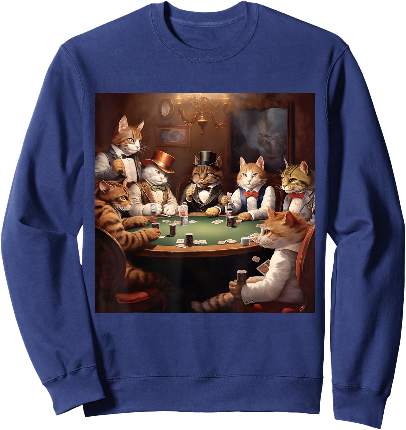 Poker Cat Lover Casino Gambling Cats Playing Poker Cards , Small, Black Sweatshirt - Sweatshirt | Navy