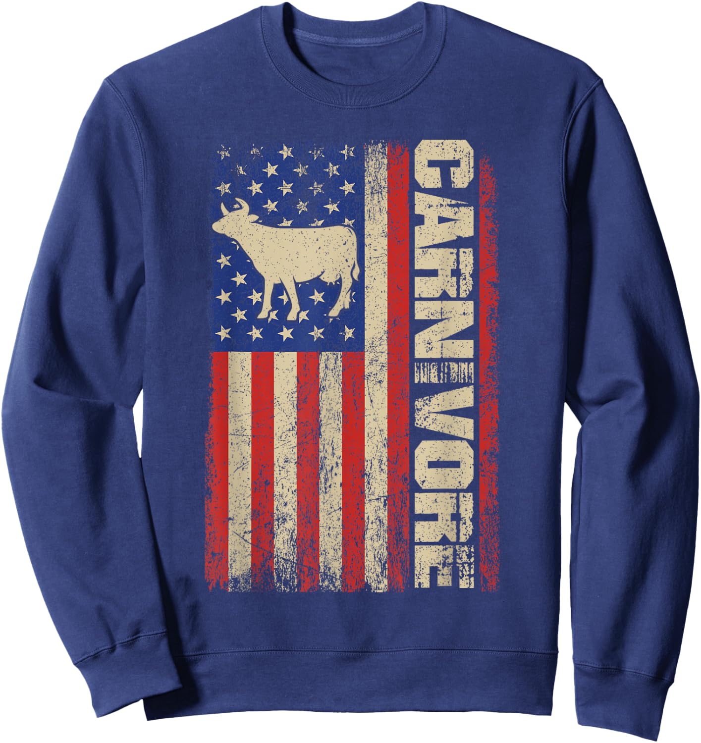 Carnivore Meat Smoker Gifts -Adults Black Small Classic Fit Short Sleeve Anti-Vegan Anti-Vegetarian Keto Diet Sweatshirt - Sweatshirt | Navy