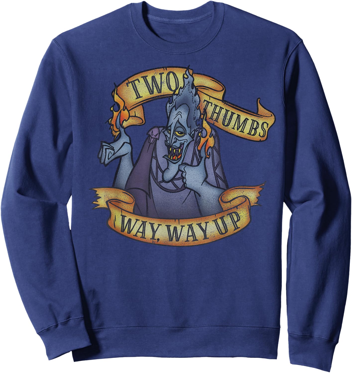 Disney Hercules Hades Two Thumbs Way Way Up Sweatshirt - Sweatshirt | Navy